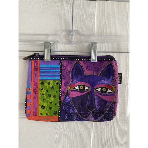 Laurel Burch Cat‎ Cosmetic Bag Zippered Travel Bag Feline Friends Artsy Bold - Picture 1 of 7